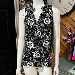 Black and White Floral Women's Top XS #DD Loft